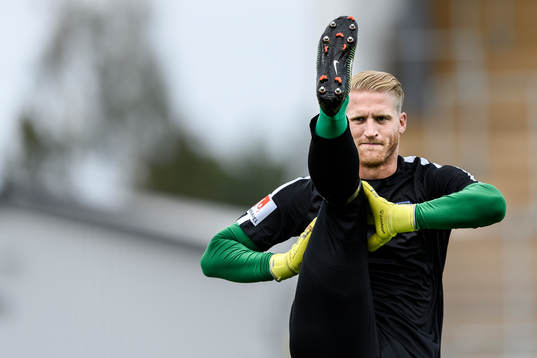 Falkenbergs målvakt Hampus Nilsson före fotbollsmatchen i