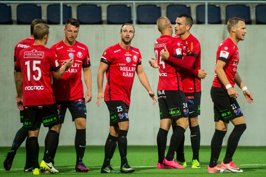Trelleborgs spelare jublar