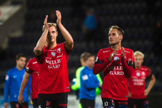 Trelleborgs Erik Andersson och Zoran Jovanovic jublar