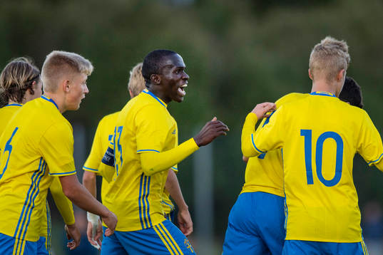 Sveriges David Ngoma (m) jublar