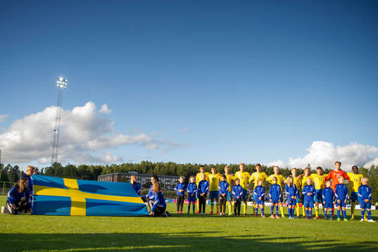 Sveriges spelare står uppställda
