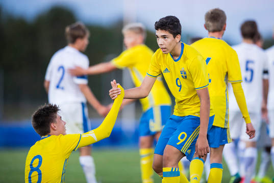 Sveriges Lucas Lima hjälper Tim Prica upp