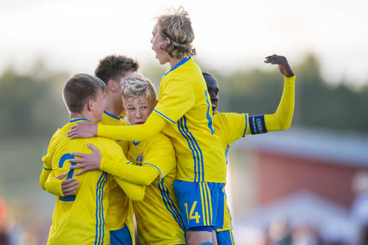 Sveriges spelare jublar