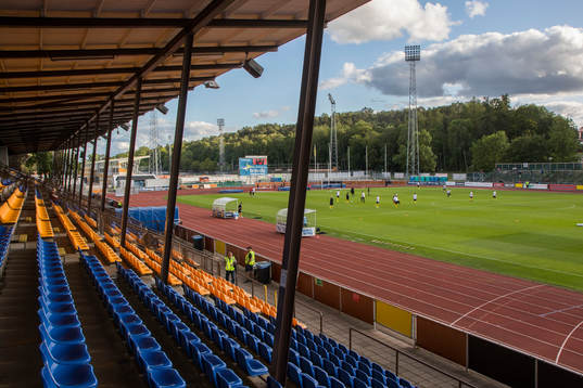 Vy över Studenternas IP innan fotbollsmatchen i Svenska