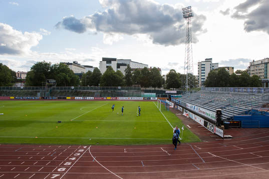 Vy över Studenternas IP innan fotbollsmatchen i Svenska
