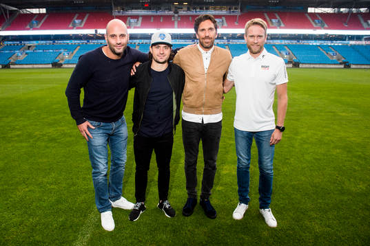 Manager Kevin Skabo, Mats Zuccarello, Henrik Lundqvist och