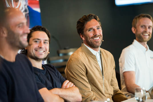 Manager Kevin Skabo, Mats Zuccarello, Henrik Lundqvist och