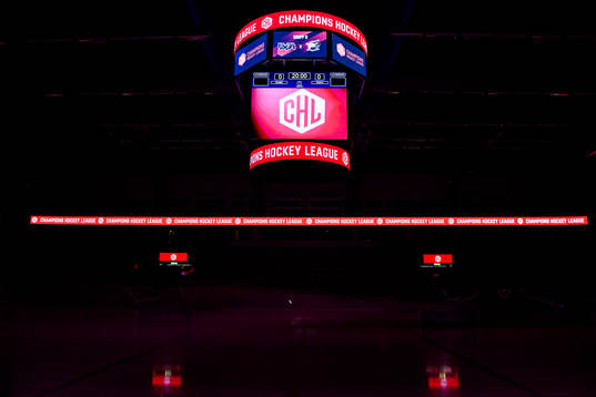 Jumbotron with CHL logo prior to the CHL game between HV71