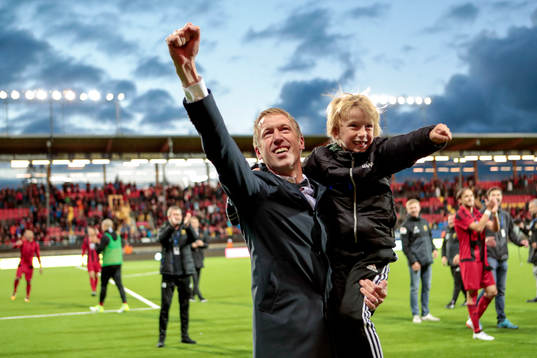 Östersunds tränare Graham Potter jublar