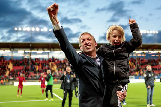 Östersunds tränare Graham Potter jublar
