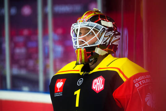 Goalkeeper Felix Sandström of Brynäs prior the CHL game