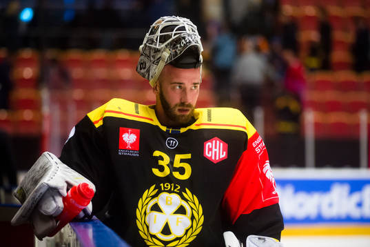 Goalkeeper David Rautio  of Brynäs