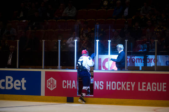 Juha Jääskä of Helsinki enters the penalty box