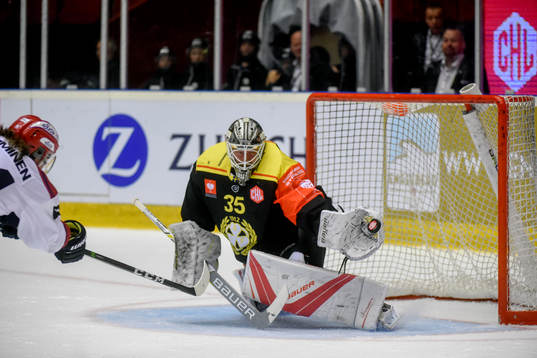 Henri Tamminen of Helsinki scores 2-3 past Goalkeeper David