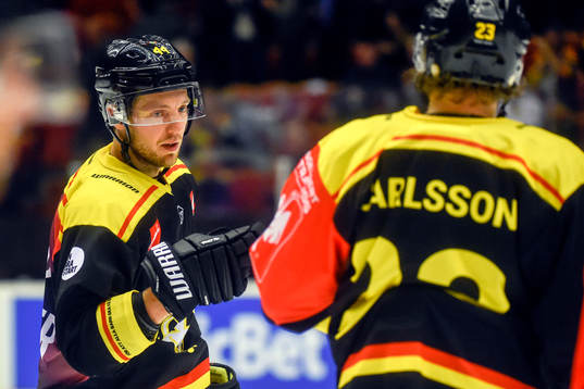 Jacob Blomqvist and Lucas Carlsson of Brynäs celebrates