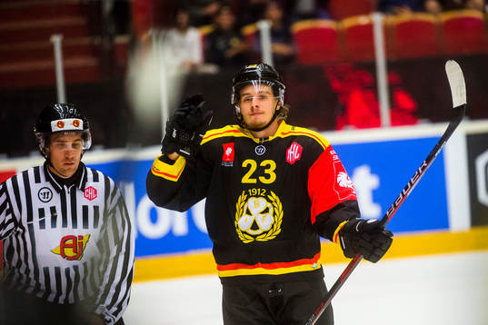 Lucas Carlsson of Brynäs celebrates