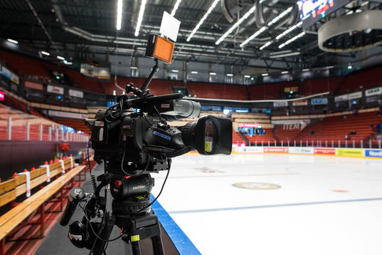 A camera prior the CHL game between Brynäs and IFK Helsinki