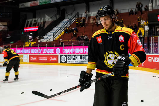 Jacob Blomqvist of Brynäs prior the CHL game between