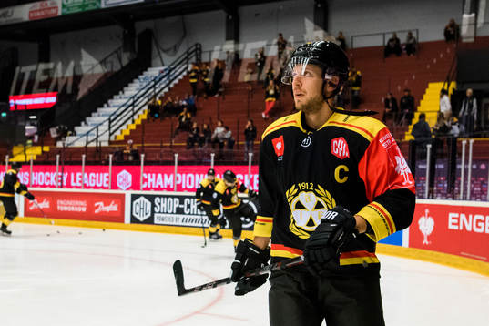 Jacob Blomqvist of Brynäs prior the CHL game between