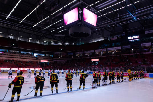 Players prior the CHL game between Brynäs and IFK Helsinki