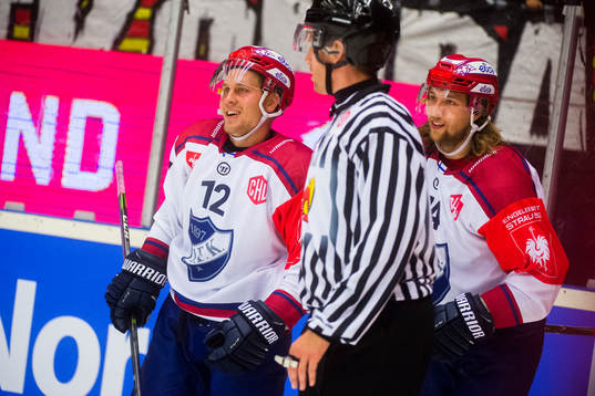 Juhani Tyrväinen and Henri Tamminen of Helsinki celebrates