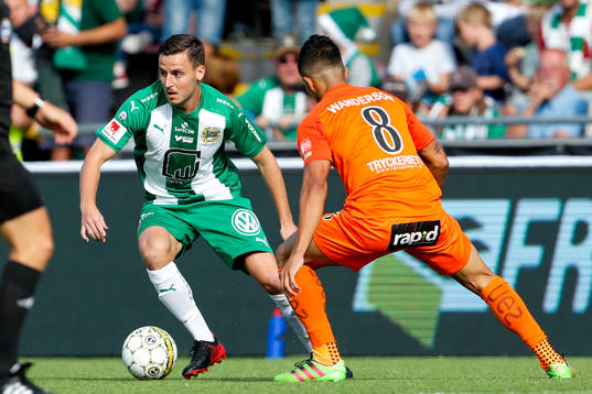 Hammarbys Jeppe Andersen och AFC Eskilstunas Wanderson