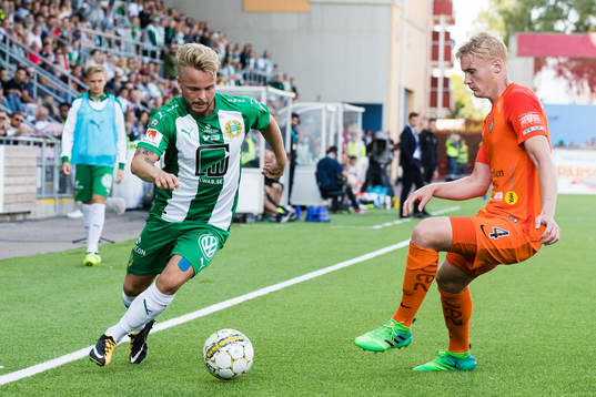 Hammarbys Sander Svendsen och AFC Eskilstunas Ludvig Öhman