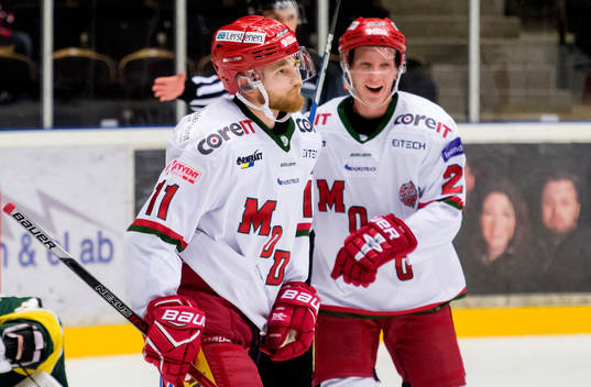 Modos Sam Marklund och Oscar Öhman jublar