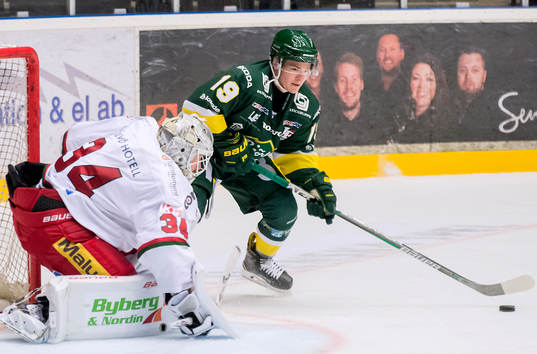 Björklövens Austin Farley gör 1-4 bakom Modos målvakt
