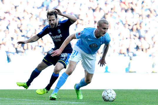 IFK Göteborgs Tobias Hysén och Malmö FFs Franz Brorsson