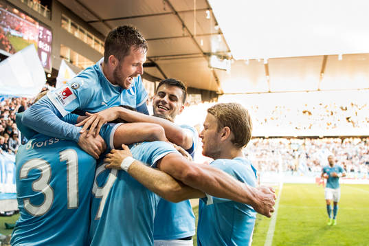 Malmö FFs Lasse Nielsen, Alexander Jeremejeff och Oscar