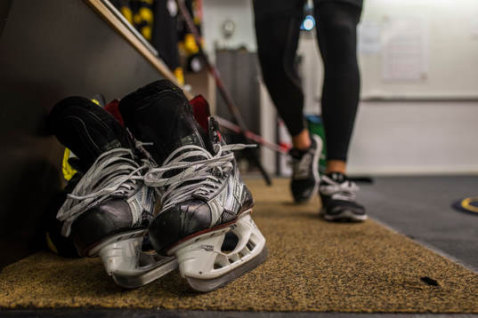 Skates prior  the CHL game between Brynäs och Cracovia