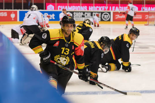 Ryan Gunderson of Brynäs prior  the CHL game between