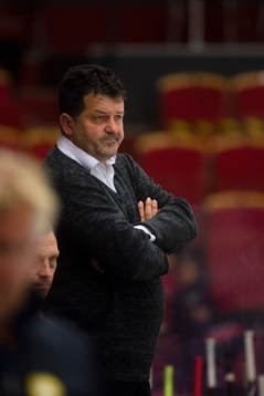 Head coach Rudolf Rohacek of Cracovia prior  the CHL game