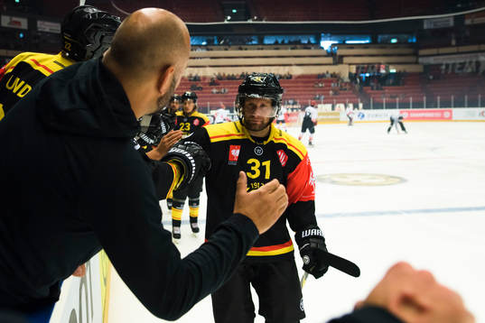 Jonathan Granström of Brynäs celebrates the 1-0 goal