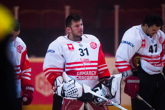 Goalkeeper Rafal Radziszewski of Cracovia prior  the CHL