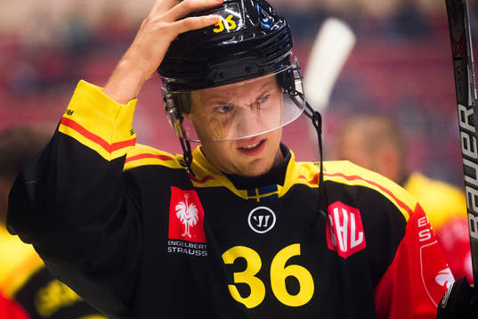 Linus Ölund of Brynäs prior the CHL game between Brynäs