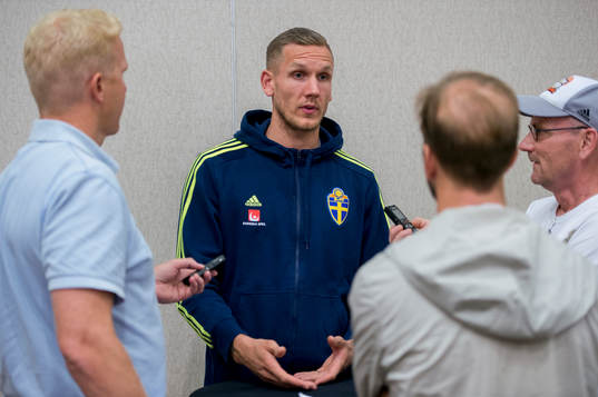 Swedish Goalkeeper Robin Olsen meet media at a Mixed Zone