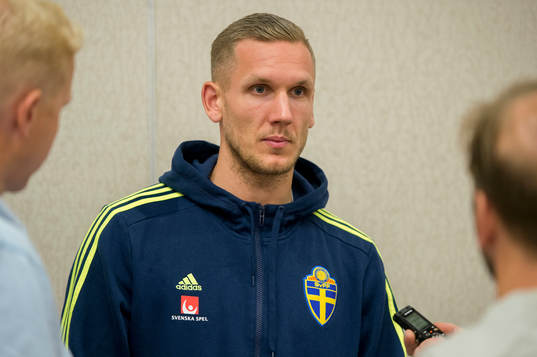 Swedish Goalkeeper Robin Olsen meet media at a Mixed Zone