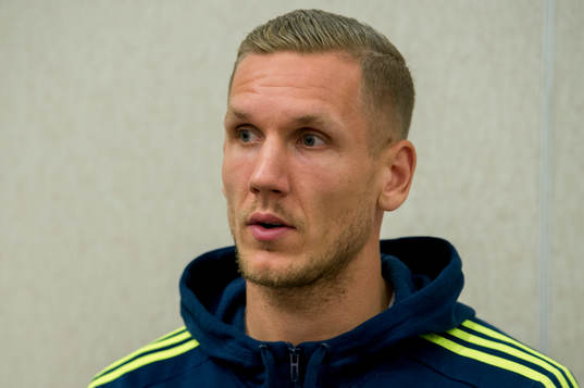 Swedish Goalkeeper Robin Olsen meet media at a Mixed Zone