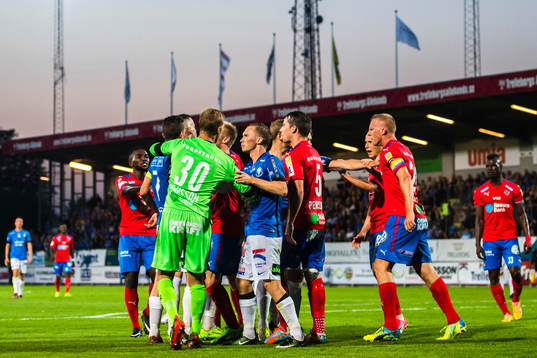 Bråk mellan Trelleborgs och Helsingborgs spelare