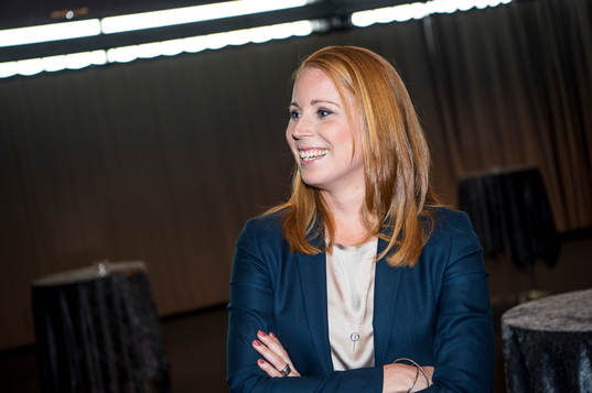 Annie Lööf, partiledare (C) innan seminariet "Är ni med