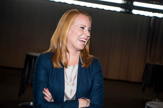 Annie Lööf, partiledare (C) innan seminariet "Är ni med