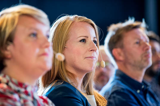 Annie Lööf, partiledare (C) innan seminariet "Är ni med
