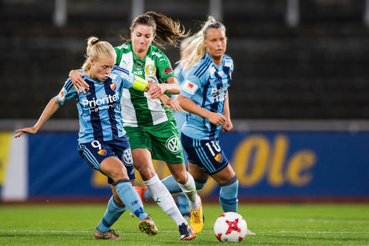 Djurgårdens Mia Jalkerud och Hammarbys Madeleine Tegström