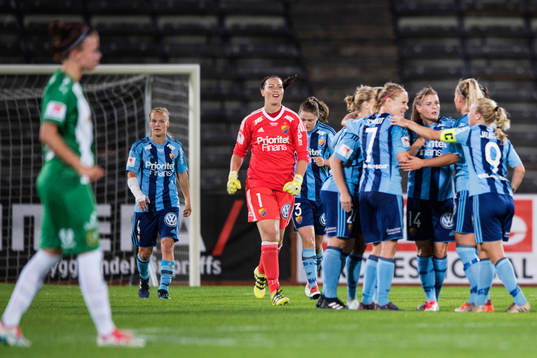Djurgårdens spelare jublar vid slutsignal
