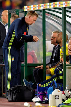 Sveriges assisterande tränare Peter Wettergren ger