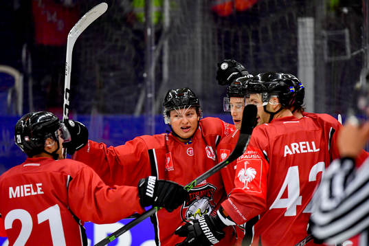 Frederik Storm of Malmö Redhawks celebrates with his