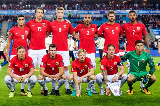 Norway's starting eleven pose for a team photo,  Mohamed