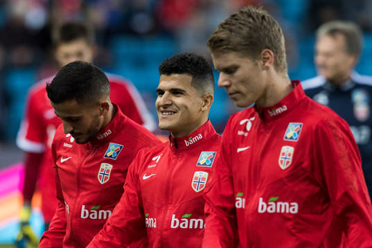 Omar Elabdellaoui of Norway, Tarik Elyounoussi and Sigurd
